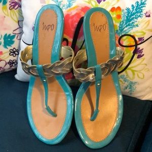 Gorgeous gold and blue sandals